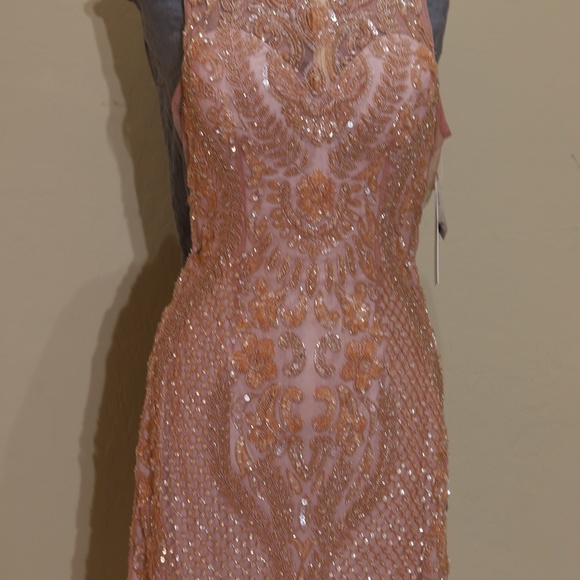 SCALA beaded short sheath dress in new rose size 4 - Picture 2 of 6